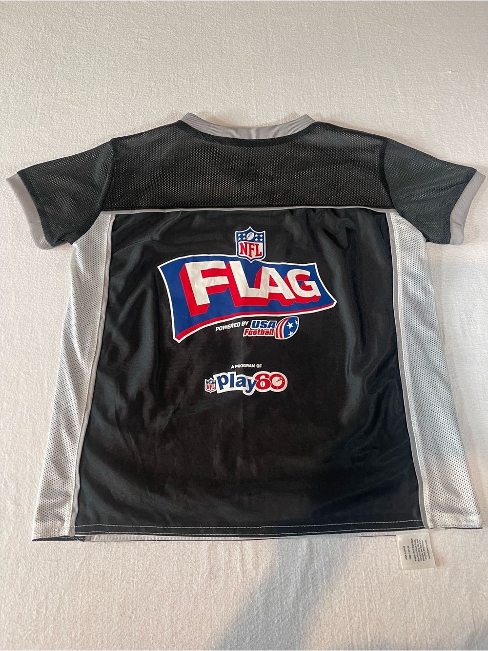 NFL Raiders Flag Football Reversible Jersey Kids Silver & Black Top - Picture 8 of 12